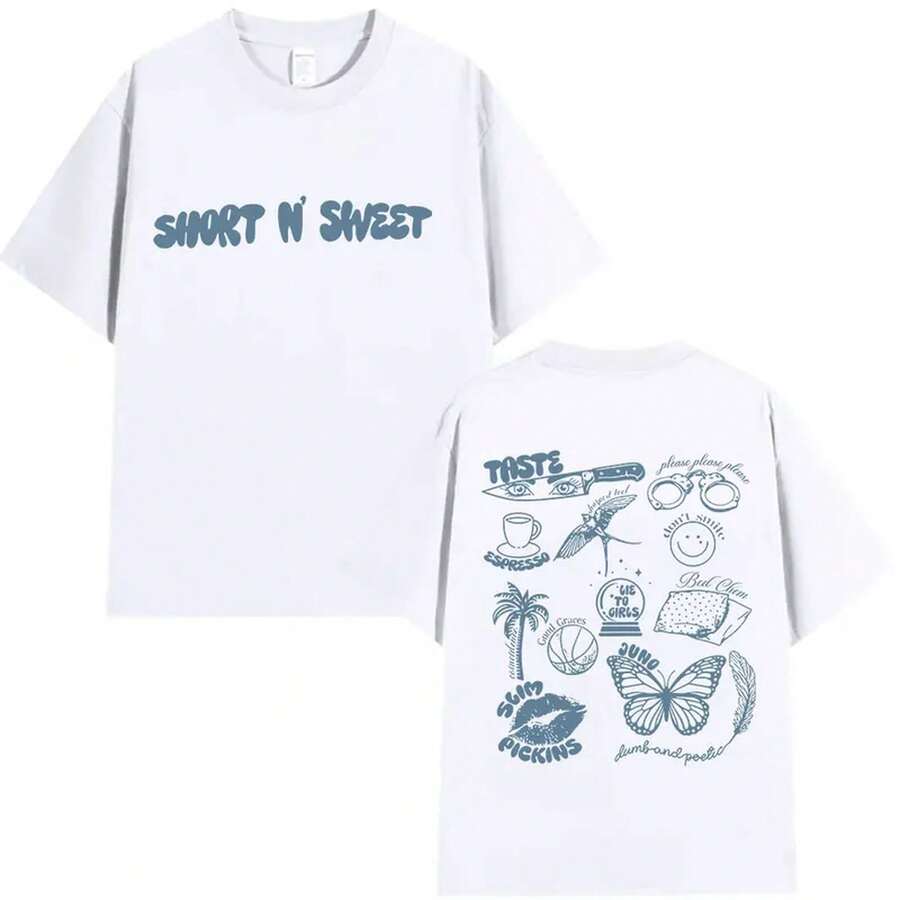 Sabrina Carpenter Short N' Sweet Album 2025 Fan-T-Shirt für Männer und Frauen Hochwertige Mode Baumwoll-T-Shirts Sommerkleidung T-Shirt - Weiss - Übersicht 1
