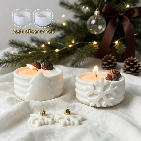 SILIKE LUFEI DIY Resin Mold Christmas Storage Box Silicone Mold Snowflake Christmas Tree Plaster Candle Cup