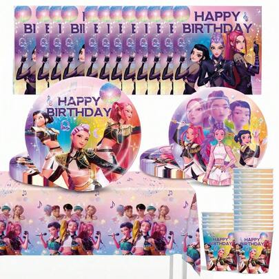 Bộ tiệc chủ đề phong cách anime 108 món (không bao gồm dao nĩa và bóng bay), trang trí mùa tựu trường, phù hợp cho 10 người, bộ đồ dùng bàn tiệc sinh nhật dùng một lần gồm đĩa, cốc và khăn giấy, đồ trang trí lễ hội phù hợp cho cắm trại, dã ngoại, BBQ sân vườn, trang trí phòng và tiệc, lý tưởng cho Halloween, Giáng sinh và tiệc, quà tặng bất ngờ tuyệt vời cho fan