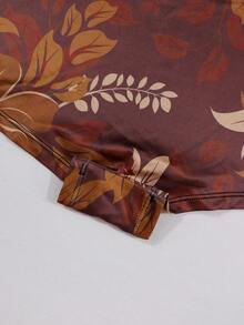 Dircho 1 pezzo Slip donna morbidi ed elasticizzati, boxer con stampa floreale marrone, vita elastica non aderente, biancheria intima quotidiana, boxer con stampa integrale - Multicolore - Visualizzare 9