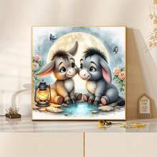 1PC | 5D DIY Diamond Painting | Cute Little Donkey Pattern Diamond Painting Kit, Round Full Drill Mosaic Craft Set, High Definition Art Diamond Painting, Focus And Relax Through DIY, Suitable For Living Room, Bedroom, Office Wall Decoration, Surprise Holiday Home Decor Gift For Family And Friends, Unframed - round diamond - View 2