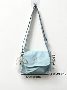 Niche Design Fashion Solid Color Mini Square Crossbody Bag For Women, Versatile Textured Shoulder Bag For Outing, Shopping And Commuting - Baby Blue - View 7