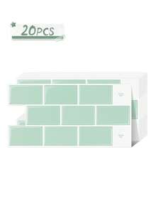 WalDecoo 1/10/20pcs Self-Adhesive Subway Tile Wall Stickers, Mint Green Thickened 3D Wall Tiles With Commercial Grade Backing, Suitable For Kitchen, Bathroom, Laundry Room, 9"X6"(30.5cm*15cm) - Mint Green Toy Train - View 9