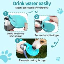 1pc Spherical Portable Water Bottle (With Foldable Drinking Cup), Shock-Proof Hanging Rope Pet Water Bottle, Leak-Proof Sealed, Suitable For Outdoor, Home And Travel. Essential For Dogs In Summer. - Multicolor - View 4