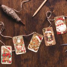 50pcs Cute Christmas Gift Tags With Hemp Rope - Festive Santa, Reindeer & Gingerbread Man Design Holiday Hanging Labels For Gift Wrapping & Party Favor Decoration, Christmas Paper Gift Tags - Multicolor - View 5
