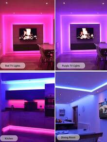 1 捲 50FT LED RGB 燈條,柔性 LED 燈條,RGB 多彩可調光,3 按鈕數據線控制,多種照明模式,亮度可調,USB 供電,自黏背膠,彩色電視背景裝飾燈,適用於房間和臥室裝飾,節日派對 - 彩色 - 查看 8