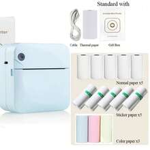 Mini Inkless Thermal Printer, Portable Pocket Sticker And Receipt Printer With 13 Thermal Paper Rolls (8 Thermal Paper And 5 Stick Paper), Smart Phone Printer For Photos, Notes, Diaries, Labels, Home And Office - Multicolor - View 13