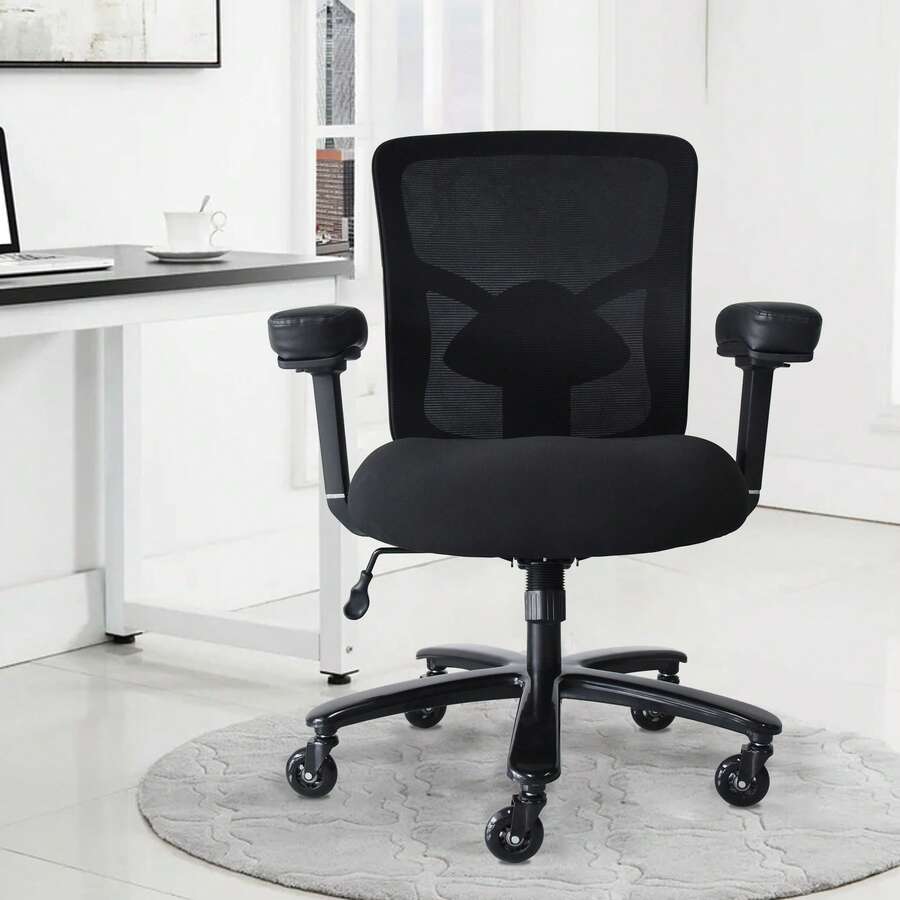 Adjustable, Swivel Office Chair With Armrests And Casters, Suitable For Home Use, Desk Chair For Students, Breathable Mesh Office Chair. - Black - View 1