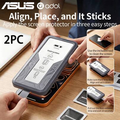 ASUS 2Pcs Ultra HD Tempered Glass Screen Protector For IPhone 17/16/15 Series, 9H Hardness Anti-Fingerprint Full Coverage Film With Dust-Free Installation Box, Shockproof & Case Friendly For IPhone Screen Protector Phone Screen Protector
