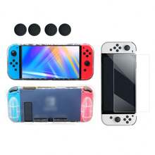 Compatible With Switch OLED And Switch, 1pc TPU Protective Case + 1pc Tempered Glass Screen Protector + 4pcs Joystick Caps Set, Anti-Drop Anti-Dust Anti-Sweat Anti-Scratch, Enhanced Grip And Experience - View 11
