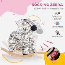 Zebra-Shaped Children's Rocking Horse With , Suitable For Children Aged 2-4, Black - Black - View 6