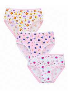 12pcs Celana Dalam Segitiga Pas Badan untuk Anak Perempuan dengan Motif Bunga Kartun Lucu, Nyaman dan Ramah Kulit, Terbuat dari Poliester, Pakaian Dalam Favorit Anak Perempuan dengan Motif Cetak Seluruh Permukaan - MultiWarna - View 5