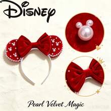 Disney Pearl Minnie Ears Headband, Holiday Bow Pearl Hair Hoop For Park Valentine Party - Multicolor - View 3