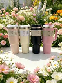 ESTANLEY/40Oz Tasse isotherme H2.0 avec poignée, tasse à eau en acier inoxydable à double paroi sous vide, vaisselle de boisson d'été premium, bouteille isotherme portable à main, tasse de voyage, tasse à café glacé, convient pour le camping en plein air, la randonnée, la conduite, les voyages, choix de cadeau parfait - Multicolore - Voir 2