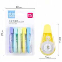 DELI 71459 Student Homework Correction Tape, Integrated Design, Easy To Use, Durable Tape, Strong Coverage, Smooth Roller - Green,Cyan,Yellow,Purple,Blue - View 4