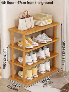 1pc 2-6 Tier Natural Bamboo Freestanding Storage Rack, Multifunctional Adjustable Shoe Rack & Bookshelf, Space-Saving Display Shelf, Suitable For Entryway, Dorm And Small Apartment, Back To School And Moving Essential - Multicolor - View 8