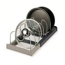 1pc Heavy Duty Pull-Out Pot Lid Organizer, Under Cabinet Mount, 7-Tier Adjustable Steel Shelves, Space-Saving Slide-Out Rack, Suitable For Pots, Pans And Pot Lids, For Kitchen, Dining Room Or Home Use, Easy Install Under Cabinet Storage Rack - Multicolor - View 11
