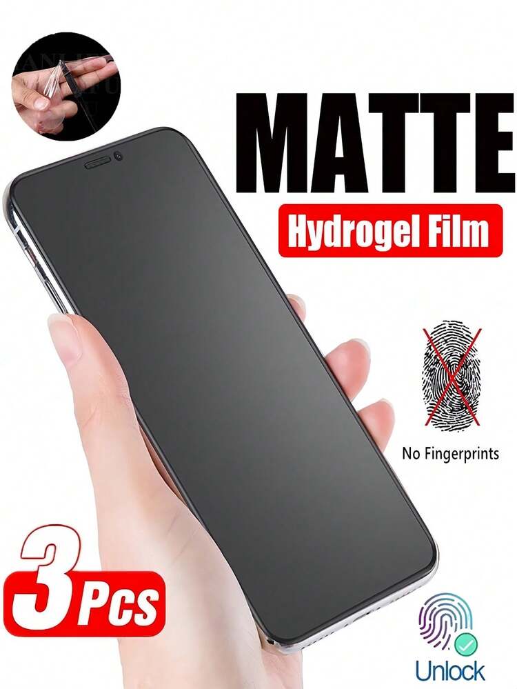 3Pcs Matte Hydrogel Film Explosion Proof Scratch Resistant Mobile Screen Protection Film Fingerprint-Resistant Compatible With Samsung Galaxy S26 A57 A56 A07 A16/Compatible With IPhone 17/Compatible With Xiaomi 17T Poco M7 Note 15 Pro/Honor 600 400 Full Coverage Scratch Automatic Repair Protective Film Soft Film Non Glass Support Fingerprint Recognition - 3PCS - View 23