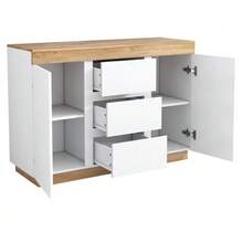 3-Drawer And 2-Door Dresser, Storage Compartment, Storage Function, For Bedroom And Living Room, E1 Particle Board, White+Oak - 白色 - 查看 1