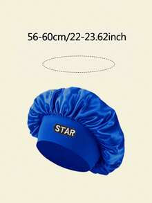 1Pc "STAR" Letter Satin Summer Sleeping Cap, Head Scarf, Lightweight Hair Care Cap, Print Satin Sleep Wide Elastic Band Silky Hair - Multicolor - View 6