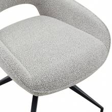 [Set Of 2] 360° Swivel Dining Chair In Beige-Grey Fabric: Black Lacquered Metal Frame With Four Legs, Beige-Grey Breathable Structural Fabric, Suitable For Modern Dining Areas - Light Grey - View 8