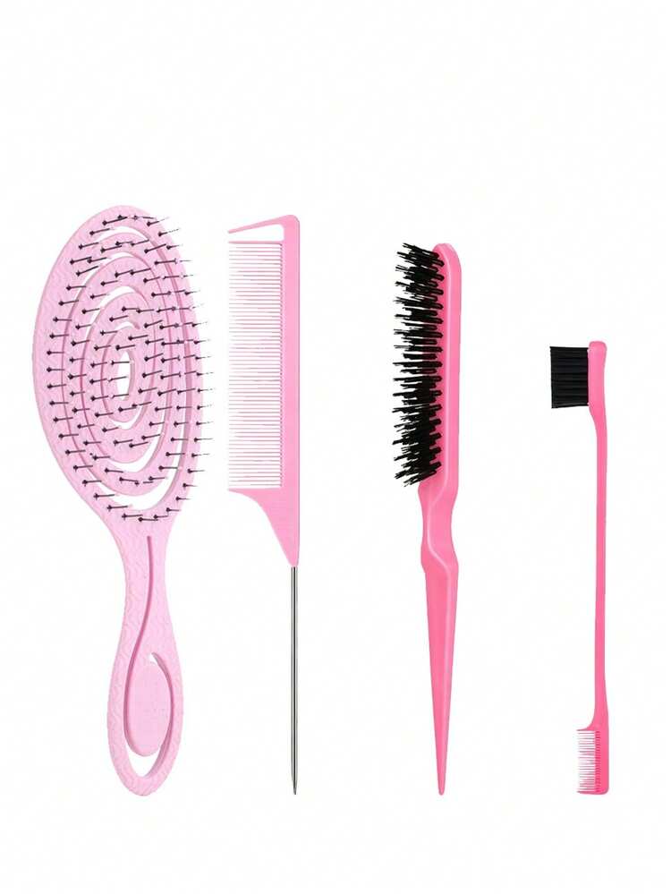 Hair Styling Brush, Detangling Hair Brush For Curly Wavy Straight Hair, Wet Dry Brush With Flexible Pins, Pointed Tail Comb For Sectioning And Daily Styling - Comb Set - View 11
