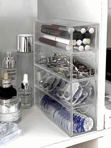 1pc Clear Multi-Layer Makeup Storage Box,For Holiday Beach, Bathroom Collection, Bedroom Collection, Large Capacity - Clear - View 1
