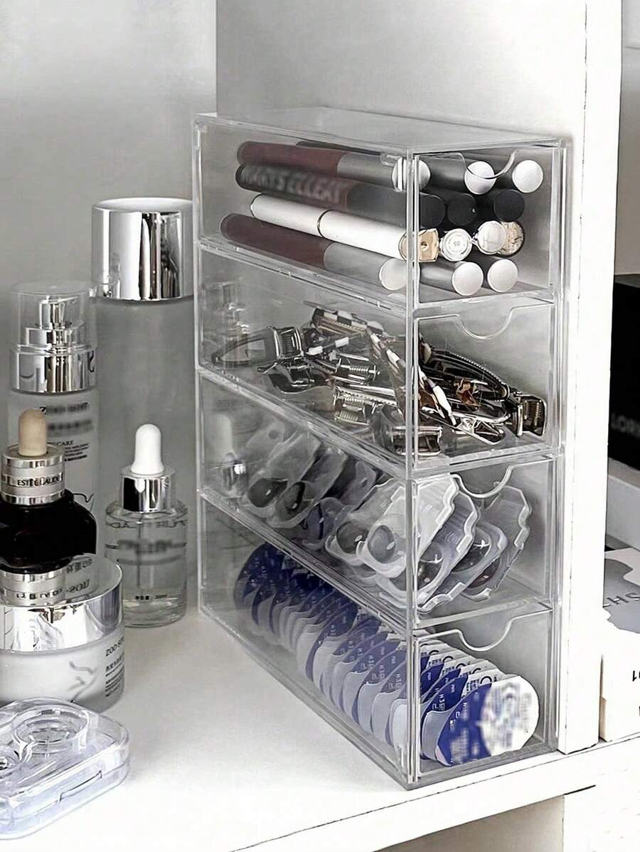 1pc Clear Multi-Layer Makeup Storage Box,For Holiday Beach, Bathroom Collection, Bedroom Collection, Large Capacity - Clear - View 1