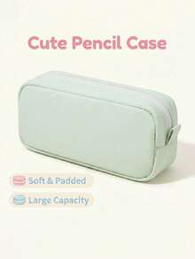1pc Minimalist Japanese Style Solid Color Student Pencil Case, Large Capacity Fabric Desktop Stationery Storage Box, Fresh Artistic Learning Daily Stationery Bag, Can Store Calculator, Notebook And Pens - Suitable For School, Office And Travel Use - Suitable For Students, Professionals, Unisex, Multi-Functional Storage Box, Zipper Closure, Pencil Case - Multicolor - View 6