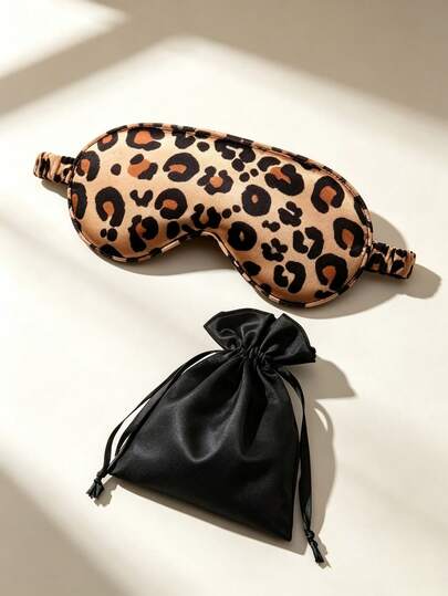 Women's Bohemian Leopard Print Satin Headscarf Sun Protection Hat, Paired With Vintage Leopard Print Eye Mask, Leopard Print Eye Mask, Silky Triangle Edge Sun Hat Summer Sun Protection Headscarf, Elegant Headscarf Hat, Suitable For Summer Beach Vacation, Daily Shopping, Commuting, Business Travel, Combining Sun Protection, Decorative Matching And Item Storage, Graduation Season, Back To School Season, Teacher Appreciation Gift, Birthday, Holiday Gift.