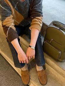 Men's Autumn/Winter Retro Colorblock Argyle Knit Pullover Sweater - Multicolor - View 8