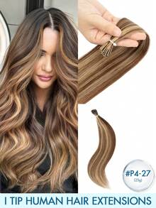 I Tip Human Hair Extensions 16-22 Inch Invisible Keratin Fusion Straight Remy Real Hair 25g/30g/50g Natural Black Blonde Highlights For Women Wedding Party Daily Wear Summer Holiday Concert Travel Beauty Accessory - Multicolor - View 42