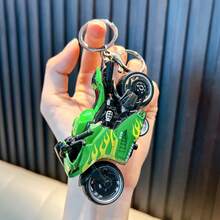 AD Alloy Flame Motorcycle Keychain, Spring-Back Inertia Motorcycle Model Pendant, Boys Realistic Motorcycle Toy Key Chain - Flame Motorcycle - View 12