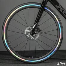 4pcs Laser Colorful Bicycle Wheel Hub Decorative Strips, Wear-Resistant Personalized Modification Stickers, Suitable For Road Bike Wheels - Multicolor - View 6
