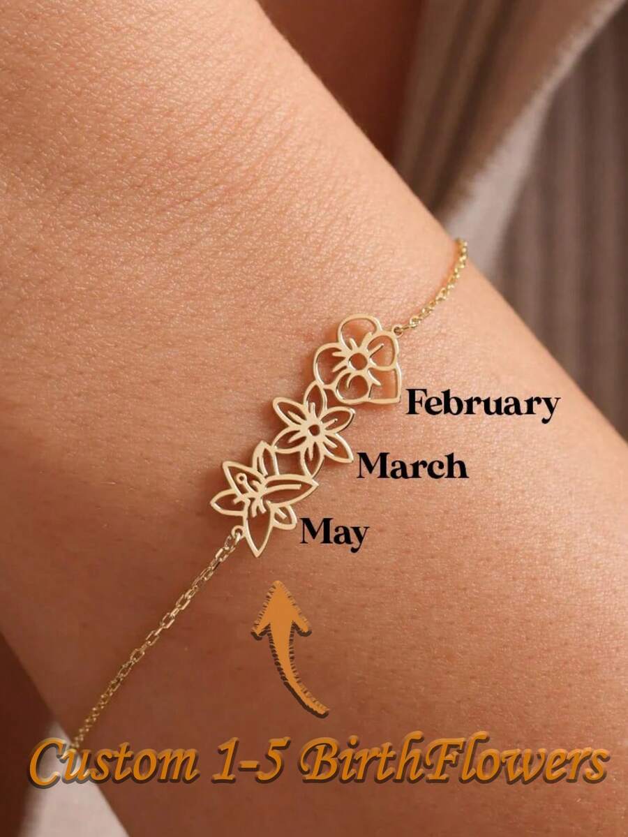 生日花手鍊、媽媽家庭手鍊、個性化珠寶禮物、母親節禮物、媽媽項鍊、有意義的媽媽禮物 - 彩色 - 查看 1