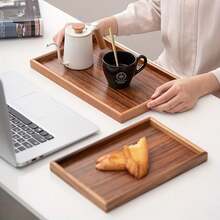 1pc Rectangular Bamboo Multi-Functional Tray, Minimalist Style, Suitable For Meal Service, Vanity, Bathroom Storage And Organization, Wooden Decorative Display Tray, Entryway Table Display Riser, Farmhouse Kitchen Countertop Center Decor, Suitable For Tea, Breakfast, Coffee And Snacks - Multicolor - View 3