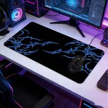 1pc Extra Large Extended Black Base Ice Blue Thorn Pattern Mouse Pad, With Non-Slip Rubber Bottom And Stitched Soft Cloth Material Keyboard Pad. Cold Dark Thorn Aesthetic With Non-Slip Rubber Bottom And Stitched Soft Cloth Material Keyboard Pad, Suitable For Gaming, Home Office And Study Scenes. - View 4