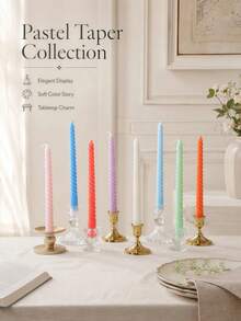 1/4pcs Nordic Style Spiral Tapered Candles, 0.86*9.84 Inches, 4 Colors Available, Suitable For Home Decor, Wedding Arrangement, Excellent Gift Choice, Tabletop Decoration, Gift For Women - Multiple Styles - View 6