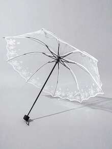 Manual Open Folding Umbrella, Waterproof Transparent Plastic Umbrella, Elegant Print - Lightweight & Compact, Suitable For Men And Women - A - View 9