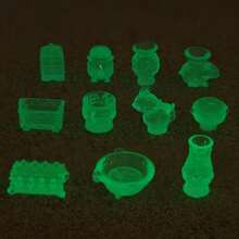 11 pièces Mini ornements en résine lumineuse style bronze ancien, décorations miniatures vintage, pour meubles de maison de poupée, artisanat DIY, mise en scène, fournitures de décoration de table de chambre - 11 pièces - Voir 4