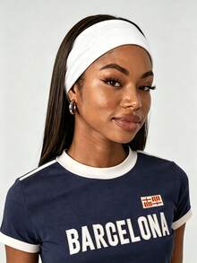 1件裝運動吸汗髮帶，跑步健身額頭髮帶，髮圈髮帶 - 白色 - 查看 2