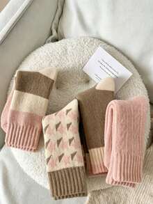 Women's Autumn/Winter Mid-Calf Thick Terry Towel Socks, Casual Sports Socks - Multicolor - View 6