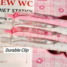 4pcs/Set Pink Bow & Flower Design Pens, 0.5mm Fine Tip, Quick-Drying Black Ink, Smooth Writing, Soft Style, Suitable For Note-Taking, Journaling, Daily Writing And Back To School, Smooth Touch - Flower Bow - View 6