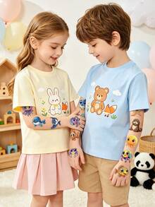 STARTTOOS 4 Sheets 36pcs Cartoon Cute Jungle Ocean Insect Small Animal Combination Pattern Temporary Tattoo Stickers, Suitable For Children DIY Birthday Party Christmas Gift Holiday Activity Waterproof Realistic Tattoo Stickers - Multicolor - View 7