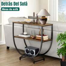 YUDSKU Mesa Recibidor Entrada de 3 Niveles, Consola de Entrada, Mesa de Consola para Sala, Recibidor Entrada Casa, Soporte de TV, Barra de Café, Bufets, Vitrinas y Credenzas - Marrn rstico - Ver 8