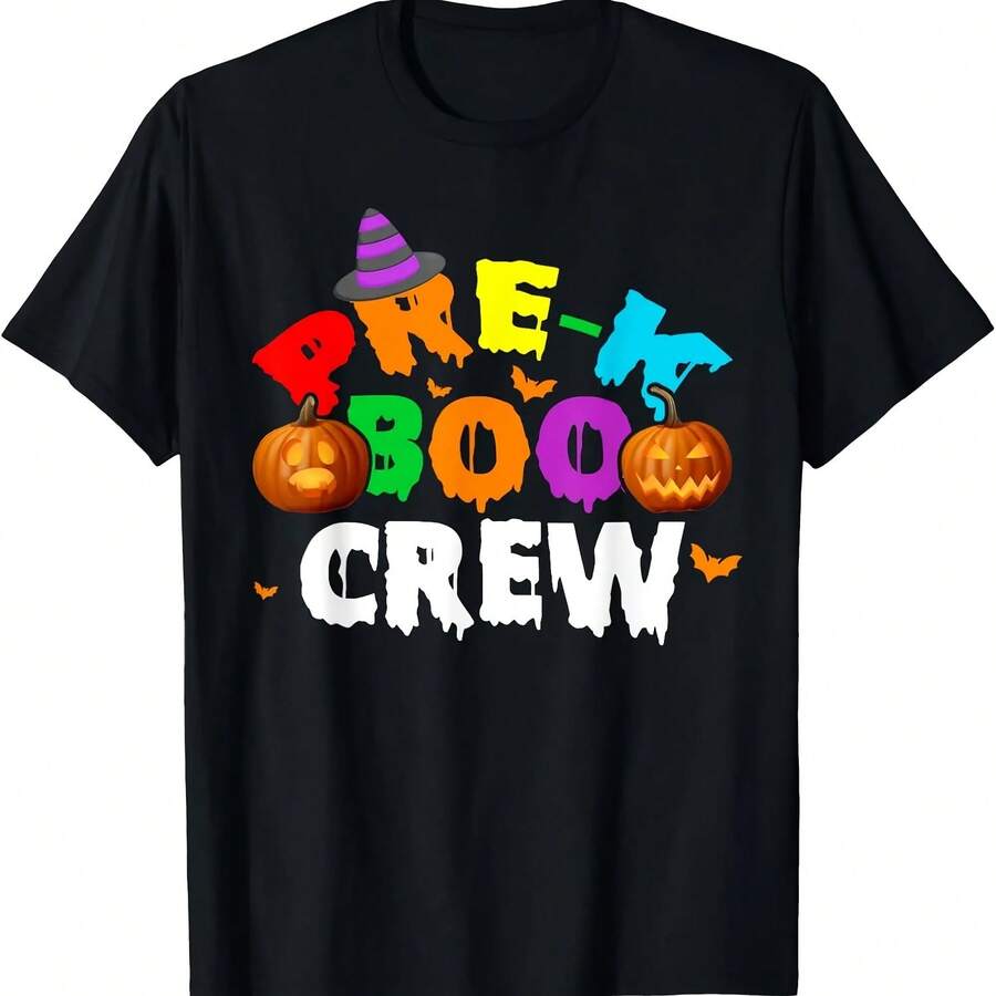 Pre-K Boo Crew Ghost Funny Halloween Costume Pumpkin T-Shirt - 款式 - 查看 1