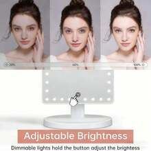 1 piece large illuminated makeup mirror, Type C rechargeable makeup mirror, equipped with 16 LED lights,ABS base is sturdy and durable, the base groove can be used as a tray for organizing cosmetics,has a 360-degree rotating touch screen and a desktop makeup mirror with adjustable brightness,portable makeup mirror - Multicolor - Ver 3