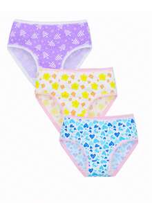 12pcs Celana Dalam Segitiga Pas Badan untuk Anak Perempuan dengan Motif Bunga Kartun Lucu, Nyaman dan Ramah Kulit, Terbuat dari Poliester, Pakaian Dalam Favorit Anak Perempuan dengan Motif Cetak Seluruh Permukaan - MultiWarna - View 2