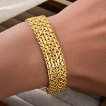 18K Gold Plated Copper Minimalist Chunky Chain Woven Women's Daily Wear Fashion Versatile Jewelry - Gold - View 2