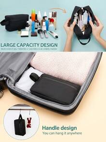 NEWHEY Men's Dopp Kit Travel Toiletry Organizer, Portable Handheld Shaving Storage, Dual Zipper Layered Design, Multi-Functional Cosmetic Case, Business Trip - Black - View 3